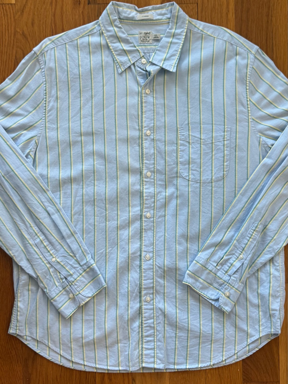 J.Crew Classic Fit Oxford Shirt XL Blue Striped Button Down